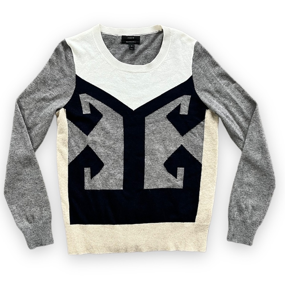 J. Crew Everyday Cashmere Crewneck Sweater Intarsia Knit Size Small